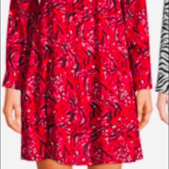 Red Ruffle Layered Animal Print Babydoll Dress - Picture 3 of 7